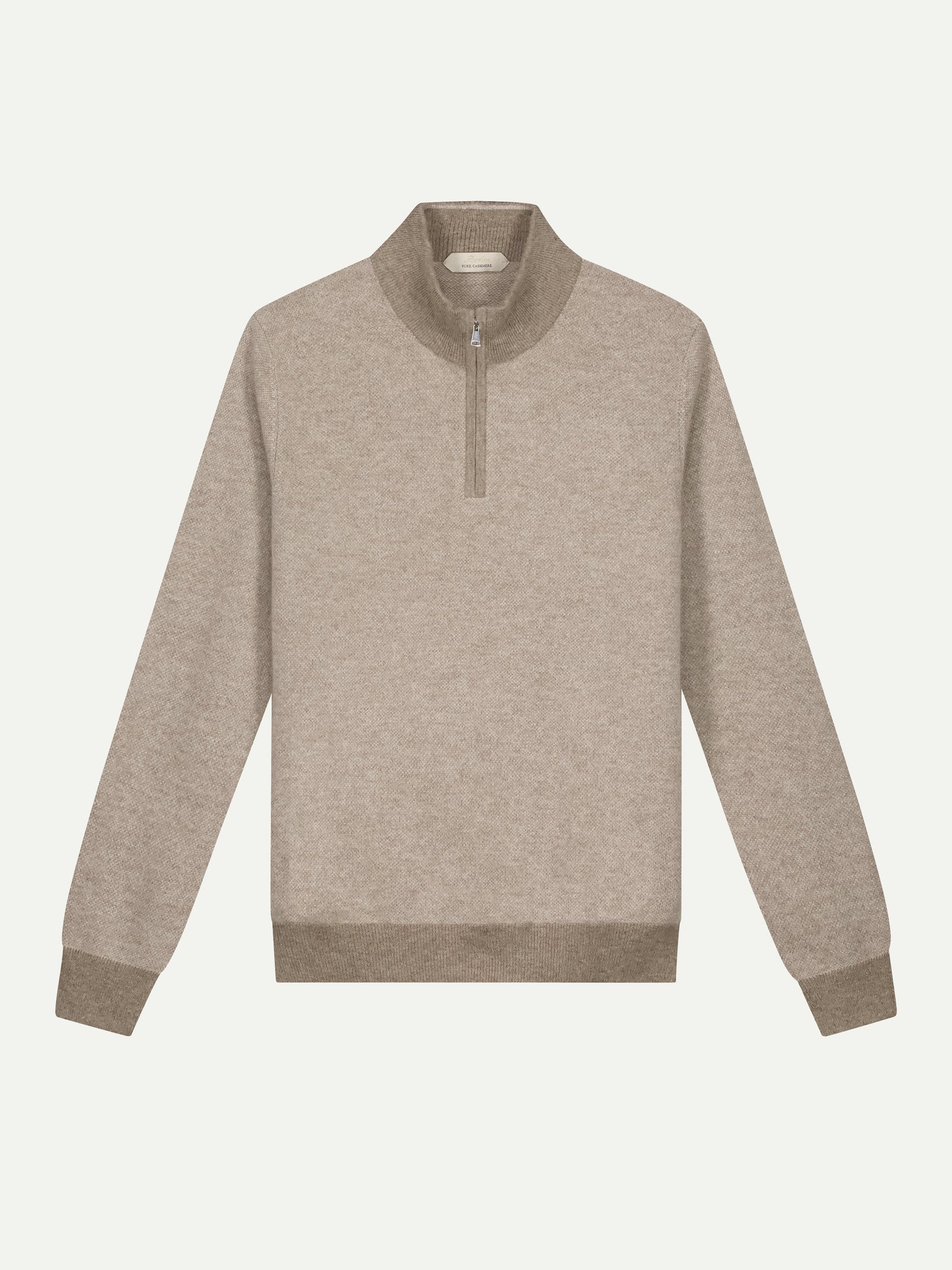 Greige Jaquard Zipper Sweater