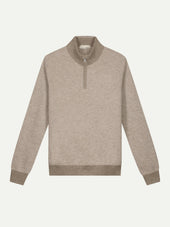 Greige Jaquard Zipper Sweater
