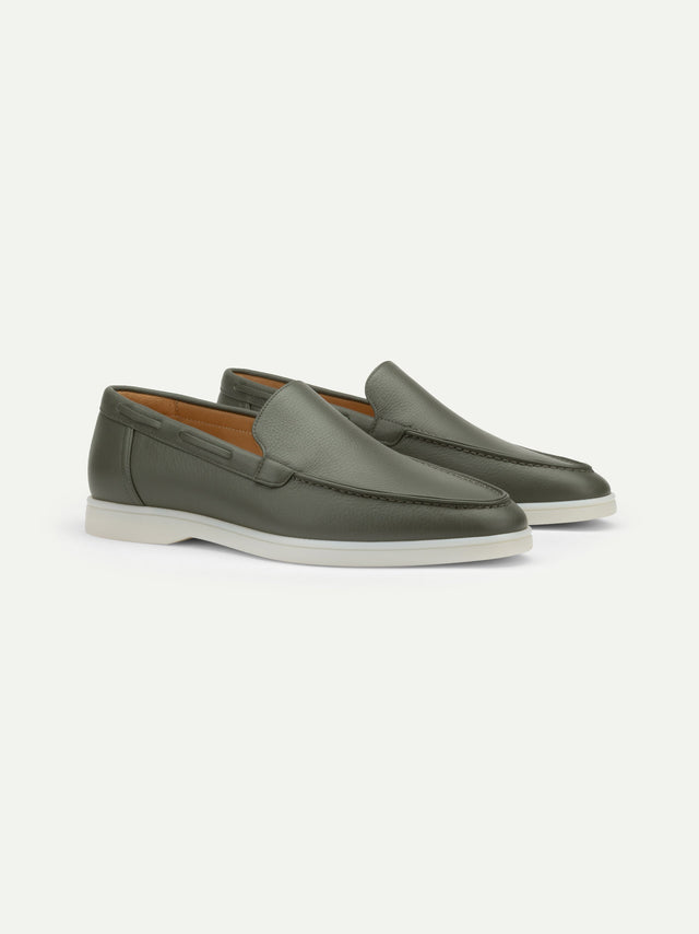 Classic Green Grain Yacht Loafers