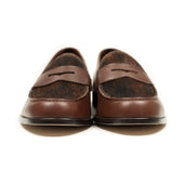 Aurland Penny Loafer In Oak Brown Calf With Hair On Cowhide Vamp