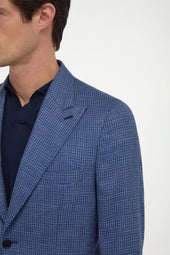 Avio Blue Houndstooth Jacket Made In Italy