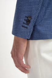 Avio Blue Houndstooth Jacket Made In Italy