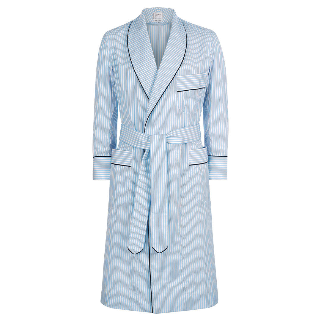 Exclusive Budd Stripe Cotton Dressing Gown In