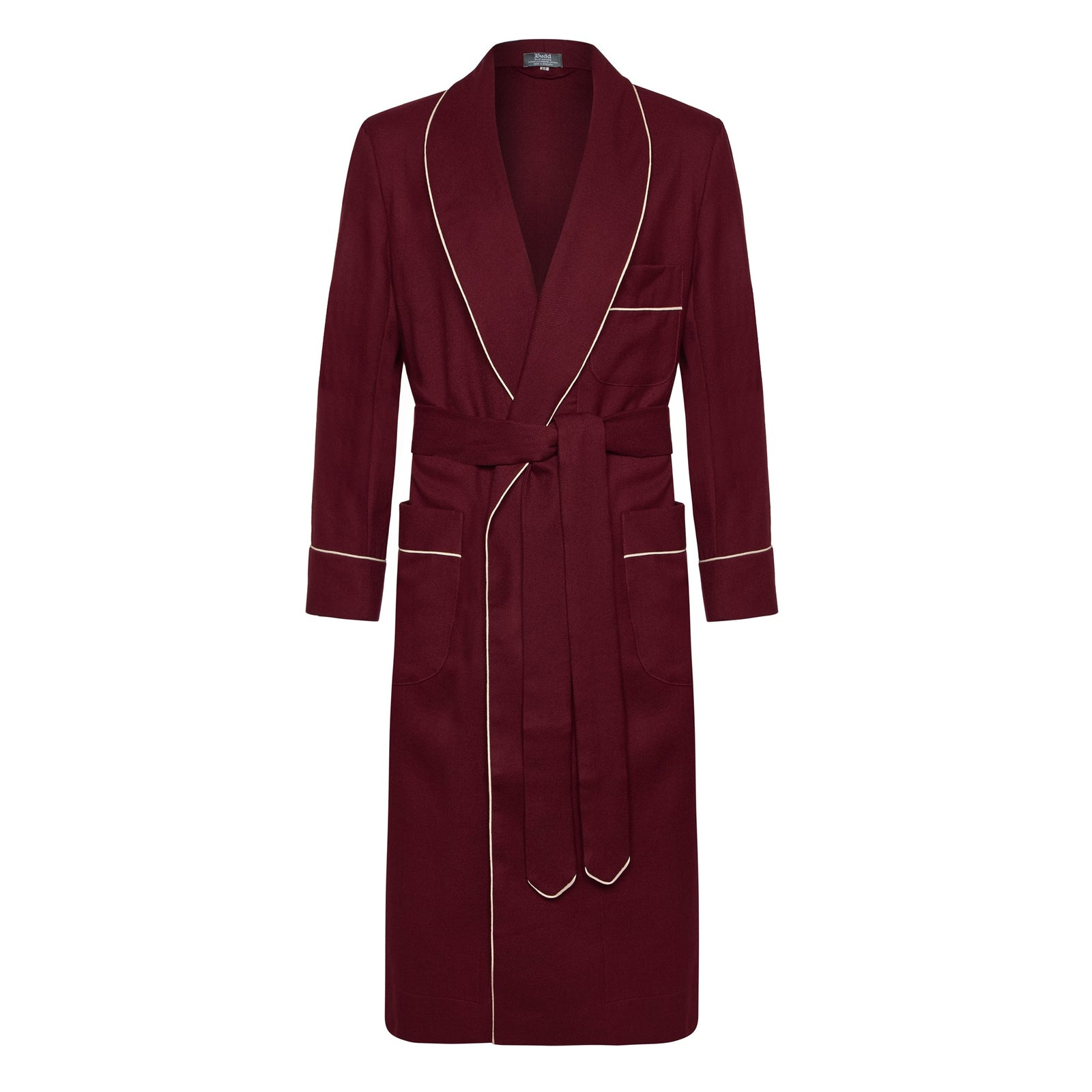 Plain Wool Dressing Gown In And Cream