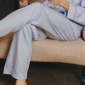 Silk Pyjamas in Sky Blue and Chocolate