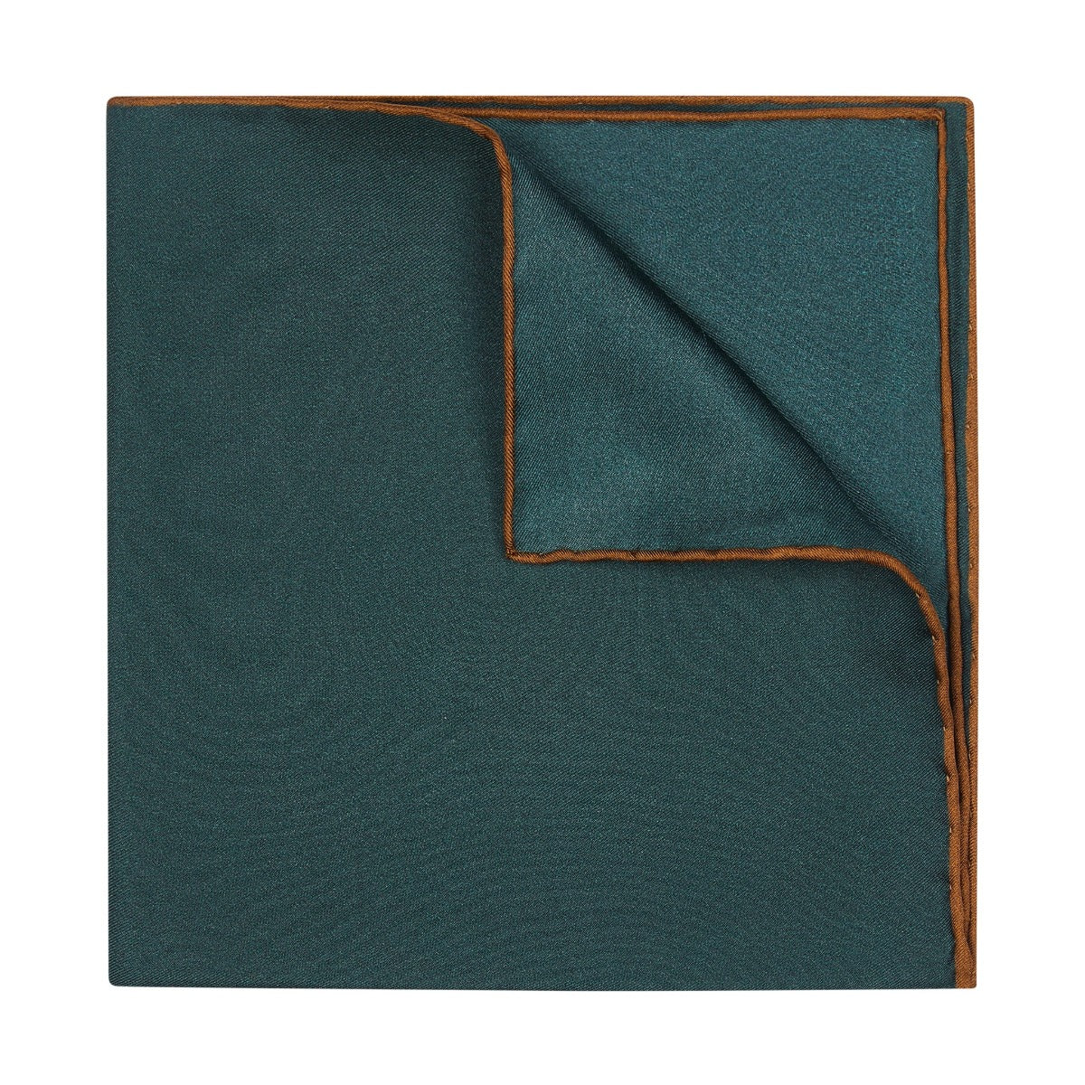 Plain Silk Pocket Square With Contrast Edge In And Brown