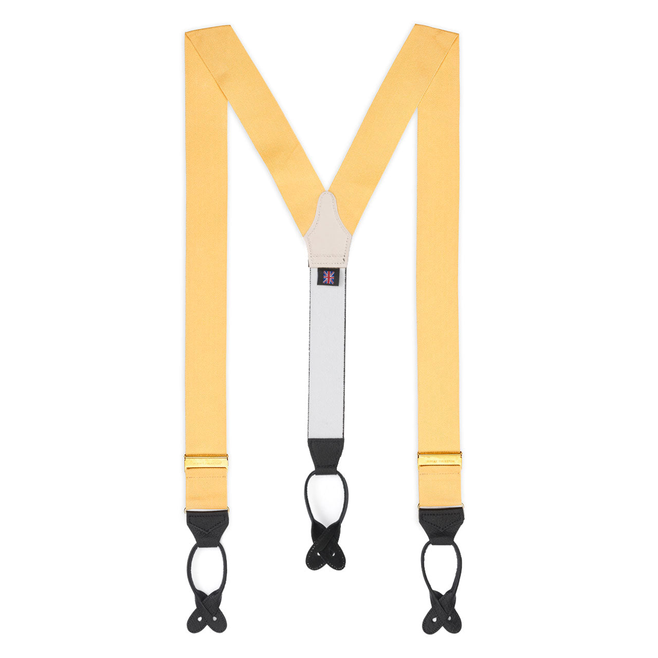 Plain Barathea Braces With Button In Champagne