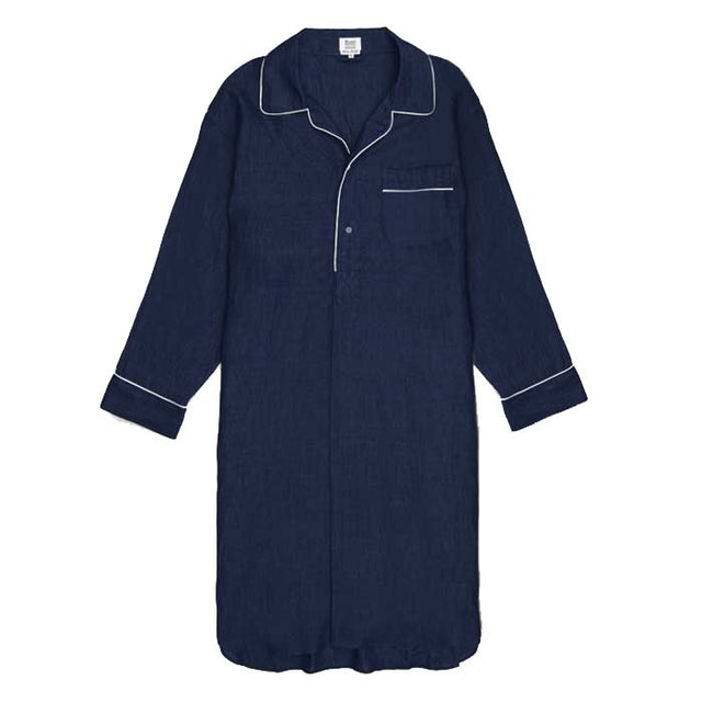 Plain Linen Nightshirt in Navy