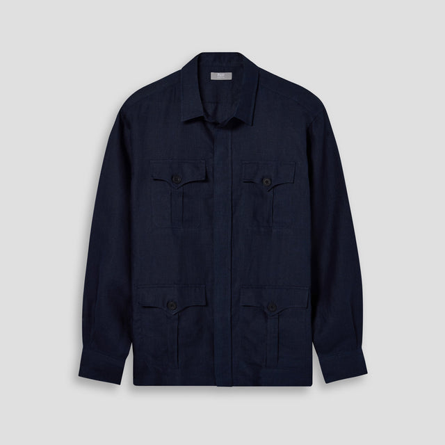 Solbiati Linen Safari Shirt in Indigo