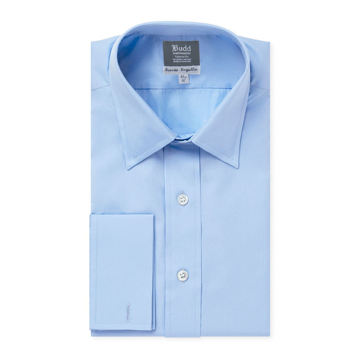 Tailored Fit Plain Soyella Double Cuff Shirt In