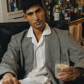 Cotton and Cashmere Classic Pyjamas in Cream and Wine