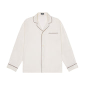 Cotton and Cashmere Classic Pyjamas in Cream and Wine