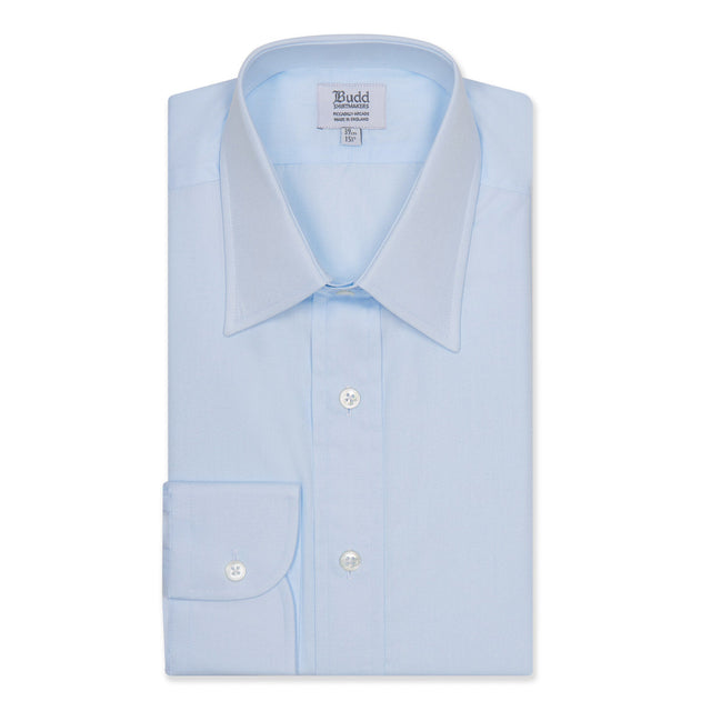 Classic Fit Plain Poplin Button Cuff Shirt in Sky Blue