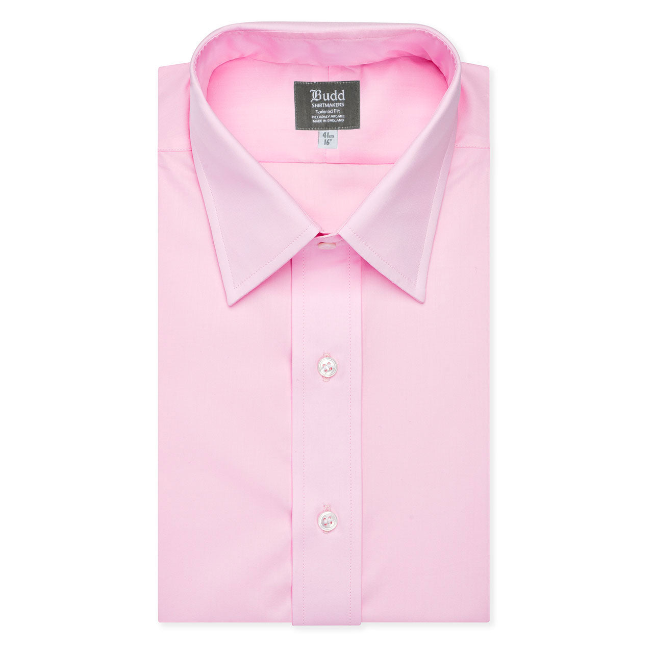 Tailored Fit Plain Poplin Button Cuff Shirt In Pink