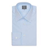Tailored Fit Plain Poplin Button Cuff Shirt in Sky Blue