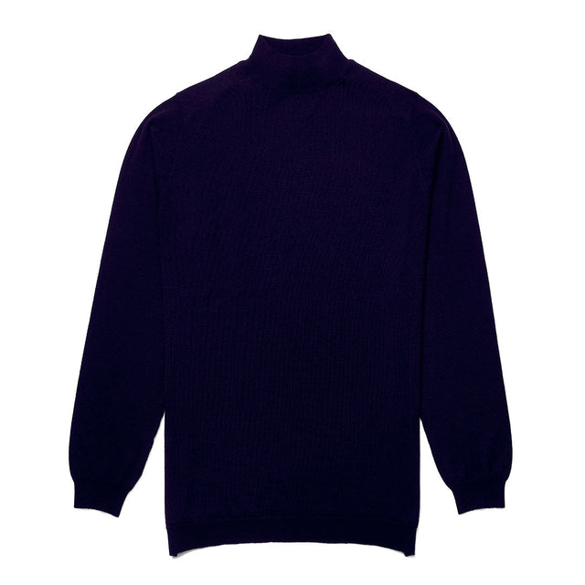 Merino Wool Turtle Neck Jumper in Dark Navy