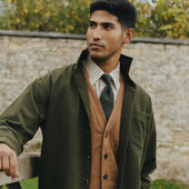 Wilton Scottish Cashmere Sleeveless Cardigan in Caramel Tan