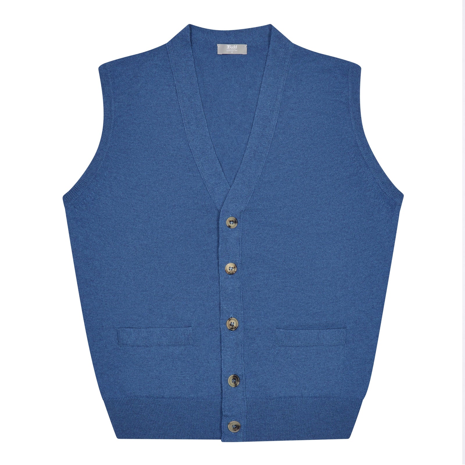Wilton Scottish Cashmere Sleeveless Cardigan In Coast