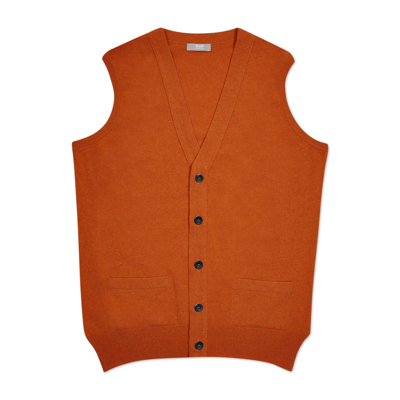 Wilton Scottish Cashmere Sleeveless Cardigan In Cointreau