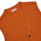 Wilton Scottish Cashmere Sleeveless Cardigan in Cointreau