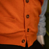 Wilton Scottish Cashmere Sleeveless Cardigan in Cointreau