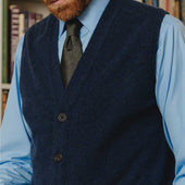 Wilton Scottish Cashmere Sleeveless Cardigan in Cosmos Blue