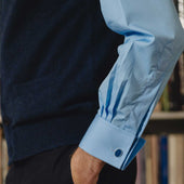 Wilton Scottish Cashmere Sleeveless Cardigan in Cosmos Blue