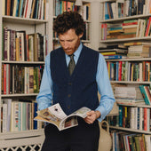 Wilton Scottish Cashmere Sleeveless Cardigan in Cosmos Blue