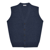 Wilton Scottish Cashmere Sleeveless Cardigan in Cosmos Blue