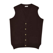 Wilton Scottish Cashmere Sleeveless Cardigan in Ebony
