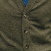 Wilton Scottish Cashmere Sleeveless Cardigan in Loden Green