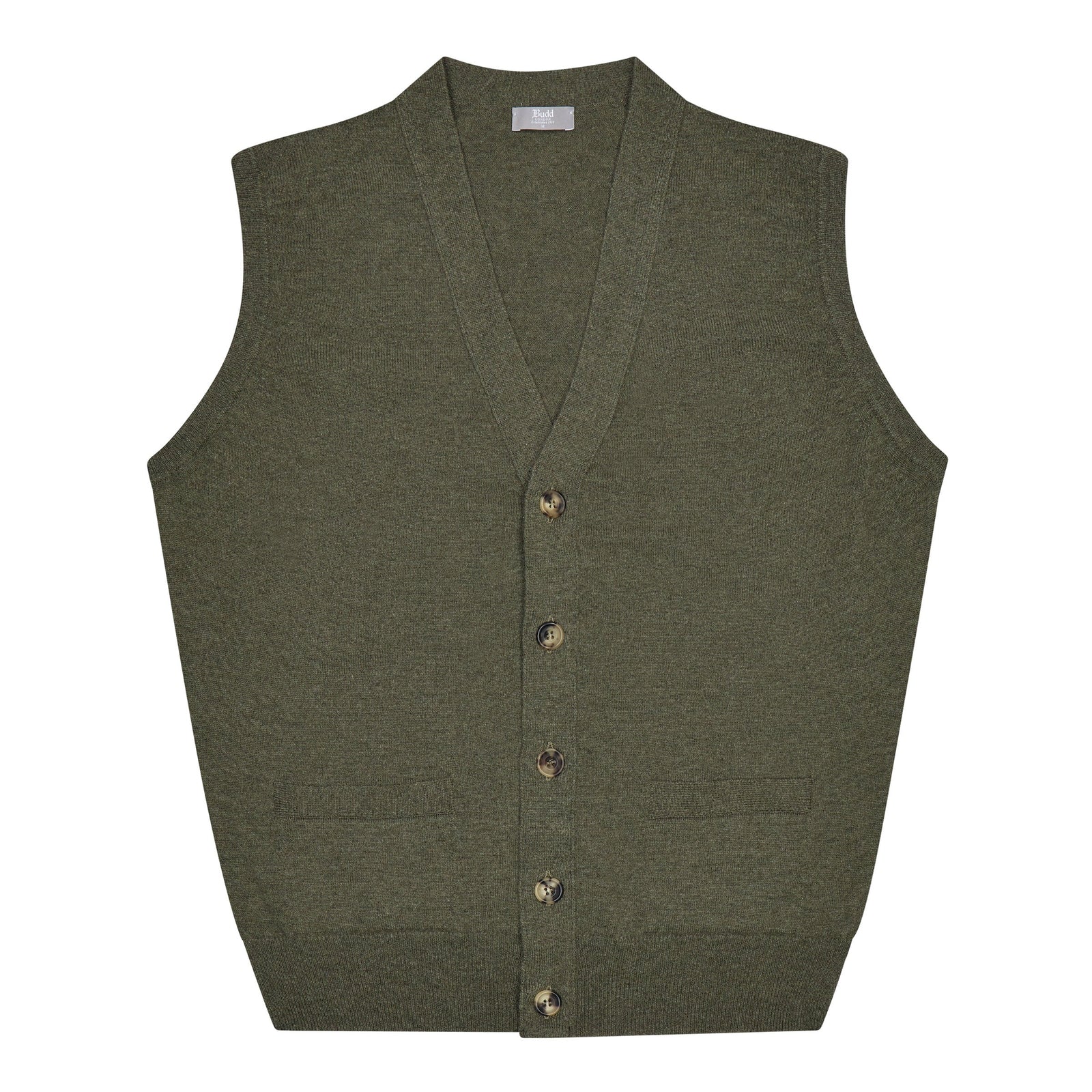 Wilton Scottish Cashmere Sleeveless Cardigan In Loden Green