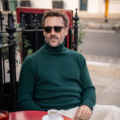 Plain Cashmere Roll Neck Jumper In