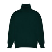 Plain Cashmere Roll Neck Jumper in Bottle Green