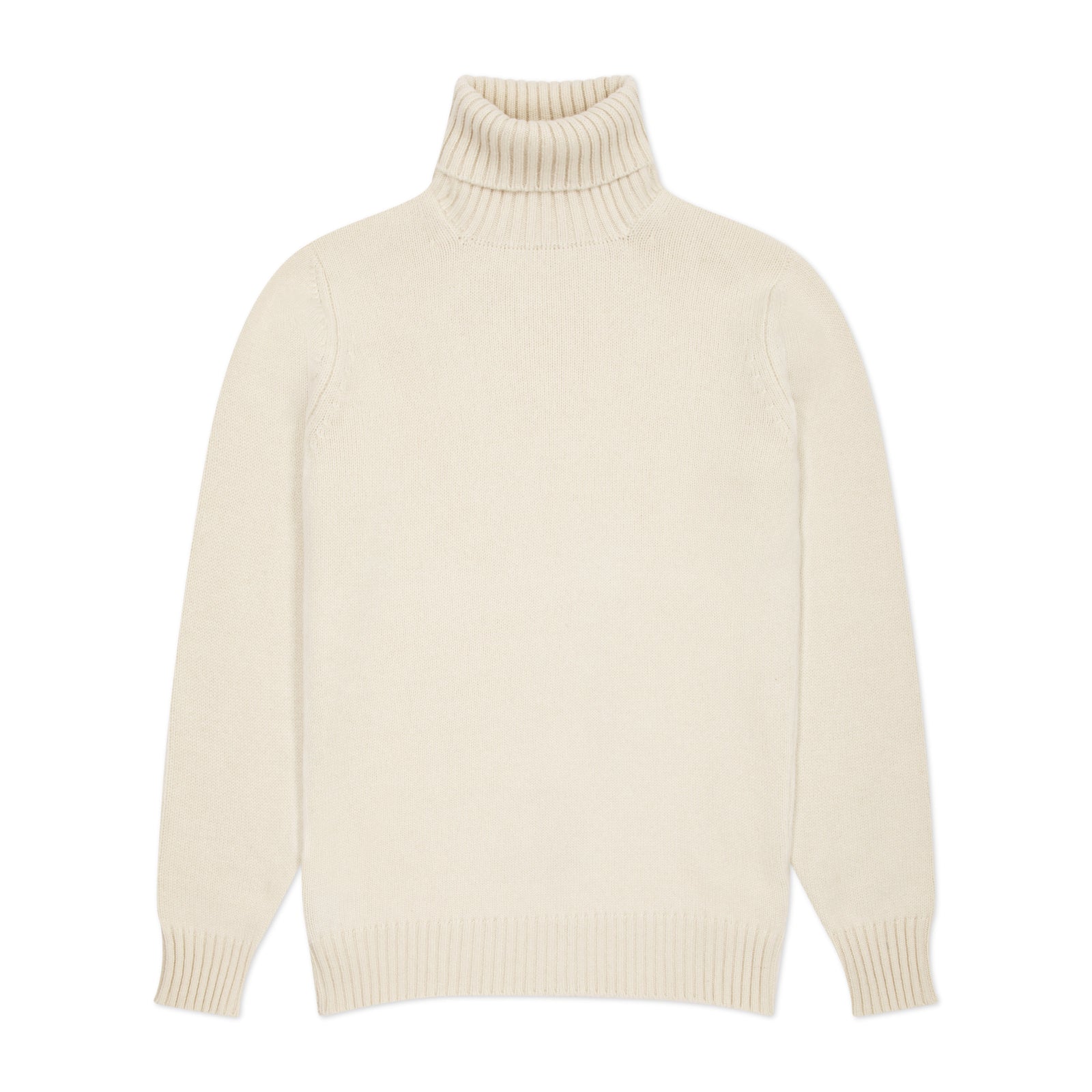 Plain Cashmere Roll Neck Jumper In Undyed