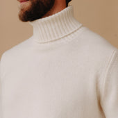 Plain Cashmere Roll Neck Jumper In Undyed