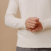 Plain Cashmere Roll Neck Jumper In Undyed