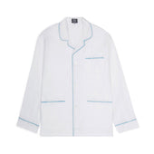 Tailored Fit Cotton Pyjamas in White and Blue