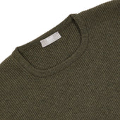 Cashmere Fishermans Rib Crew Neck Jumper In Loden Mix