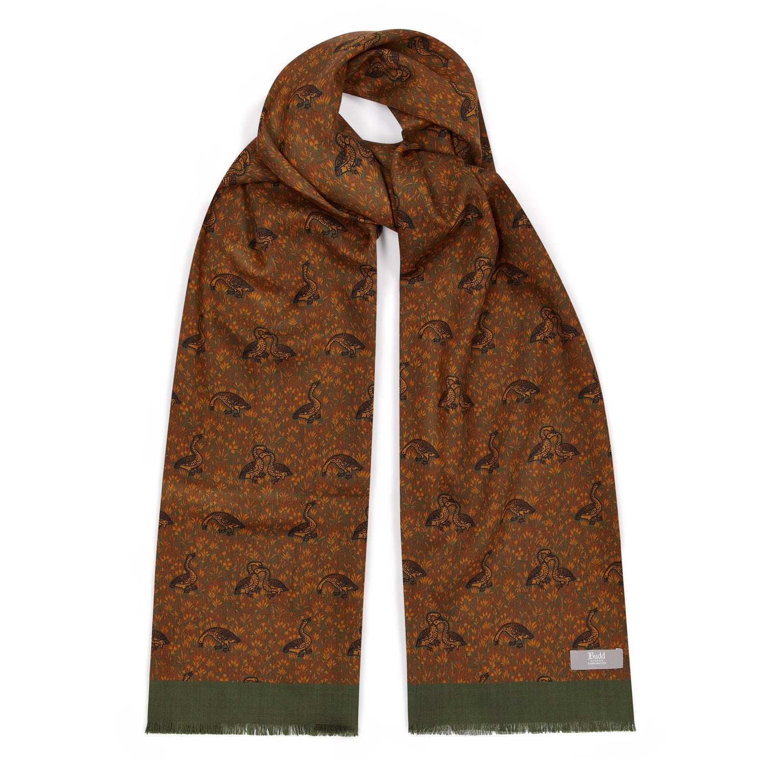 Goosey Gander Tubular Wool And Silk Scarf In Green