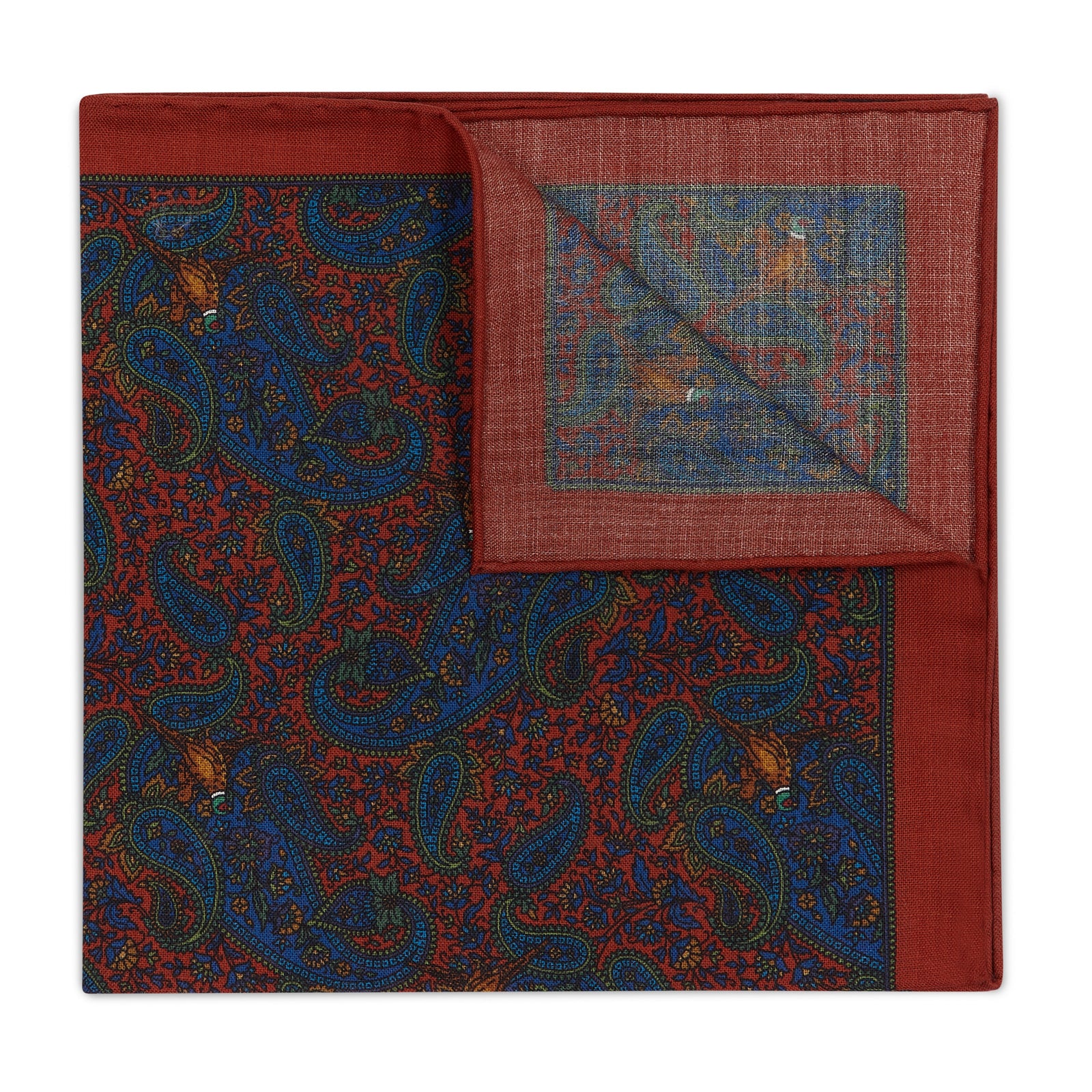 Find The Pheasant Silk And Wool Pocket Square In Red