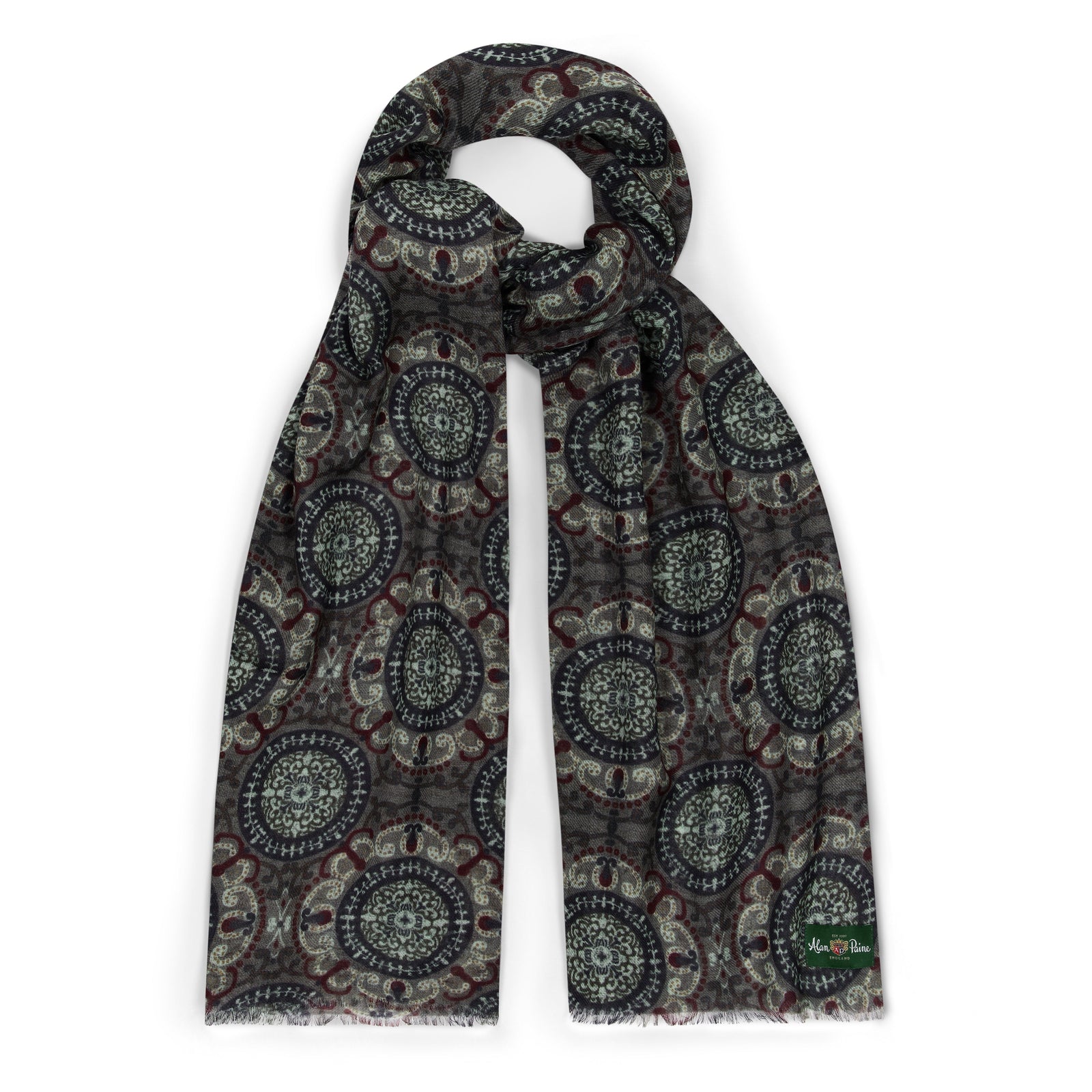 Large Medallion Fine Wool Scarf In
