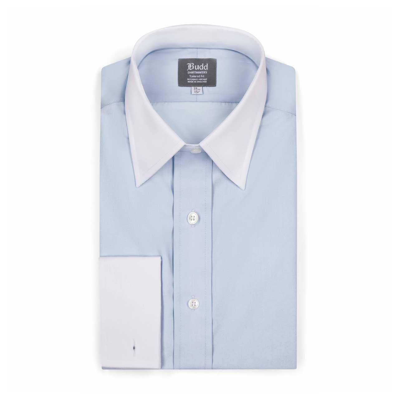 Tailored Fit Poplin Shirt In With White Collar And Cuffs