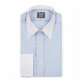 Tailored Fit Poplin Shirt in Sky Blue with White Collar and Cuffs
