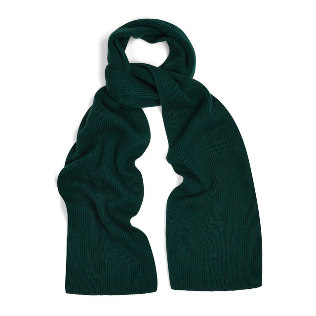 Scottish Cashmere 3 Ply Ribbed Scarf in Bottle Green