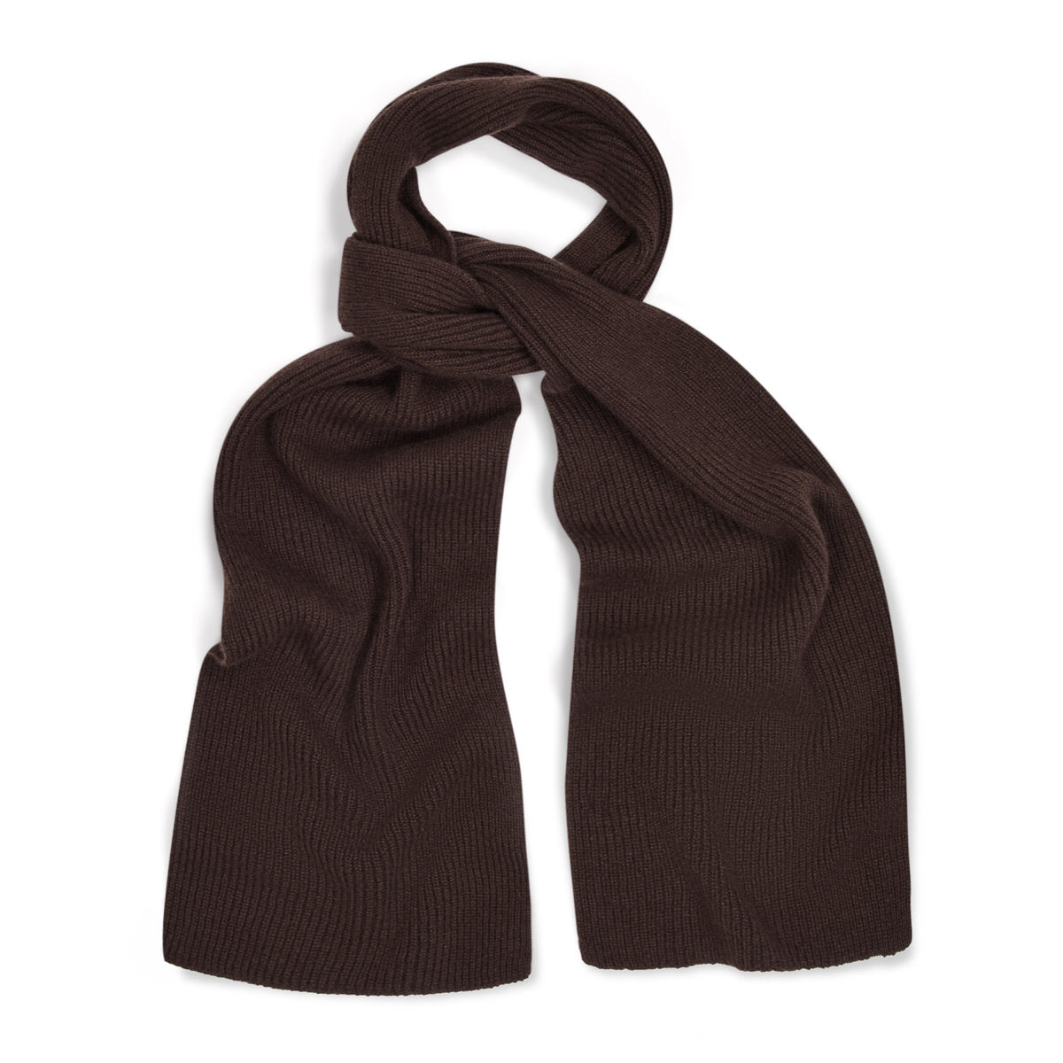 Scottish Cashmere 3 Ply Ribbed Scarf In Ebony