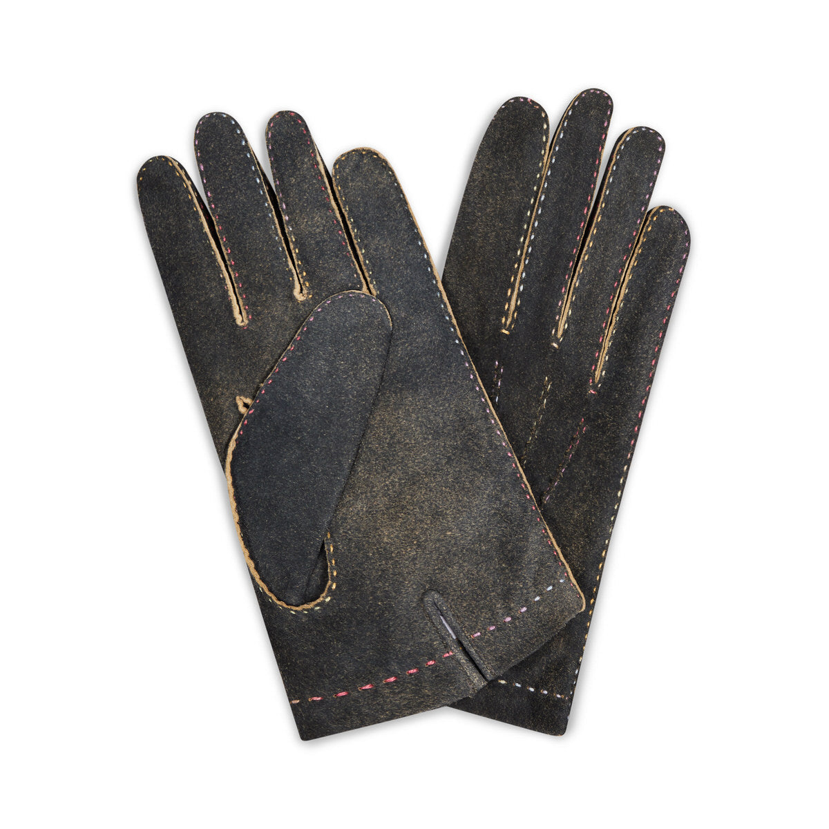 Flannel Goatskin Cashmere Lined Gloves With Contrast Stitching