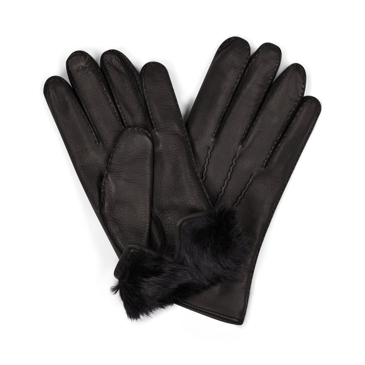 Deerskin Gloves With Rabbit Fur Lining In