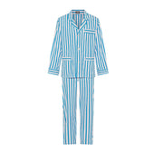 Tailored Fit Stripe Poplin Pyjamas in California Blue