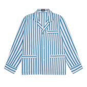 Tailored Fit Stripe Poplin Pyjamas in California Blue